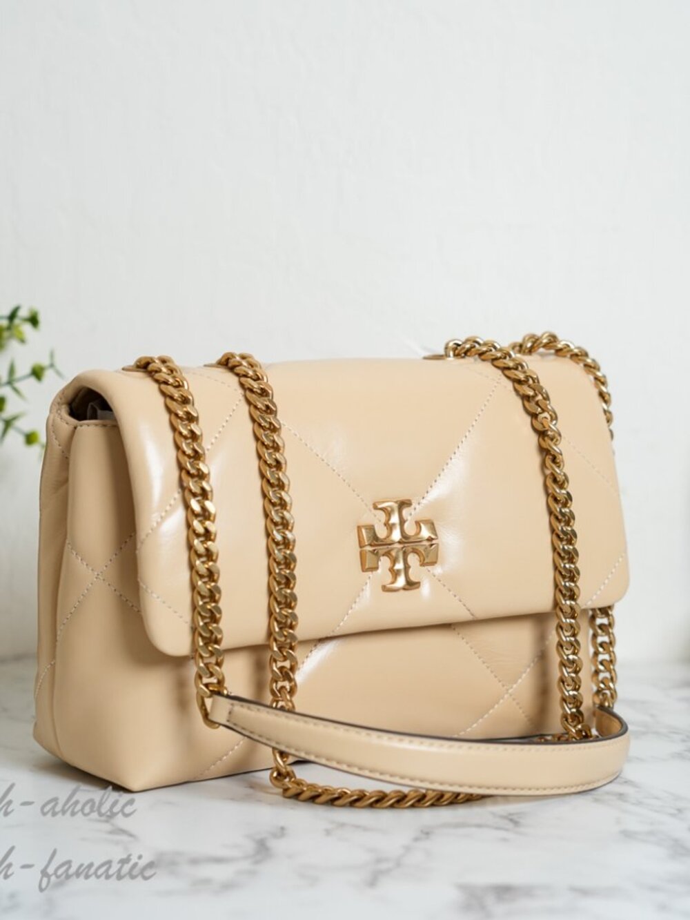 Tory Burch Small Kira Diamond Quilt Shoulder Bag in Vanilla Soft Serve NWT